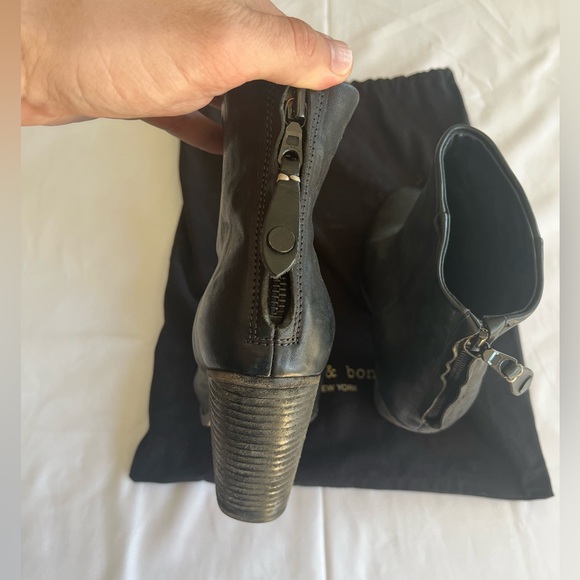 $450 Rag & Bone Size 7.5(37.5) Leather Ankle Boots Heels Shoes - Picture 10 of 14